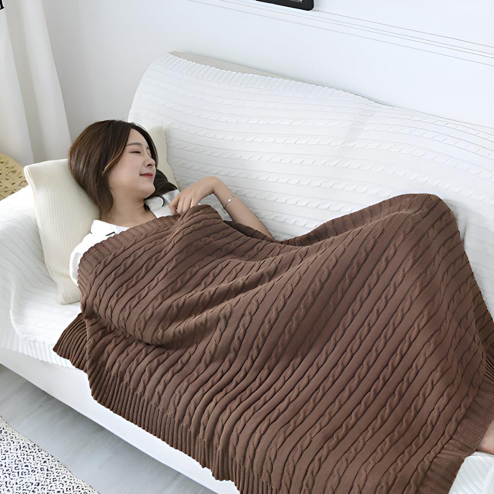 Braid Knitted Cotton Throw — lifestyle shot