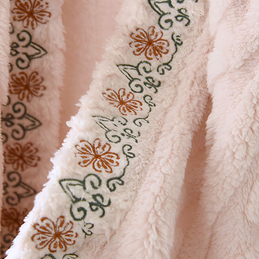 Embroidered Warm Fleece Shawl Wrap — product detail view