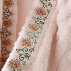 Embroidered Warm Fleece Shawl Wrap — product detail view