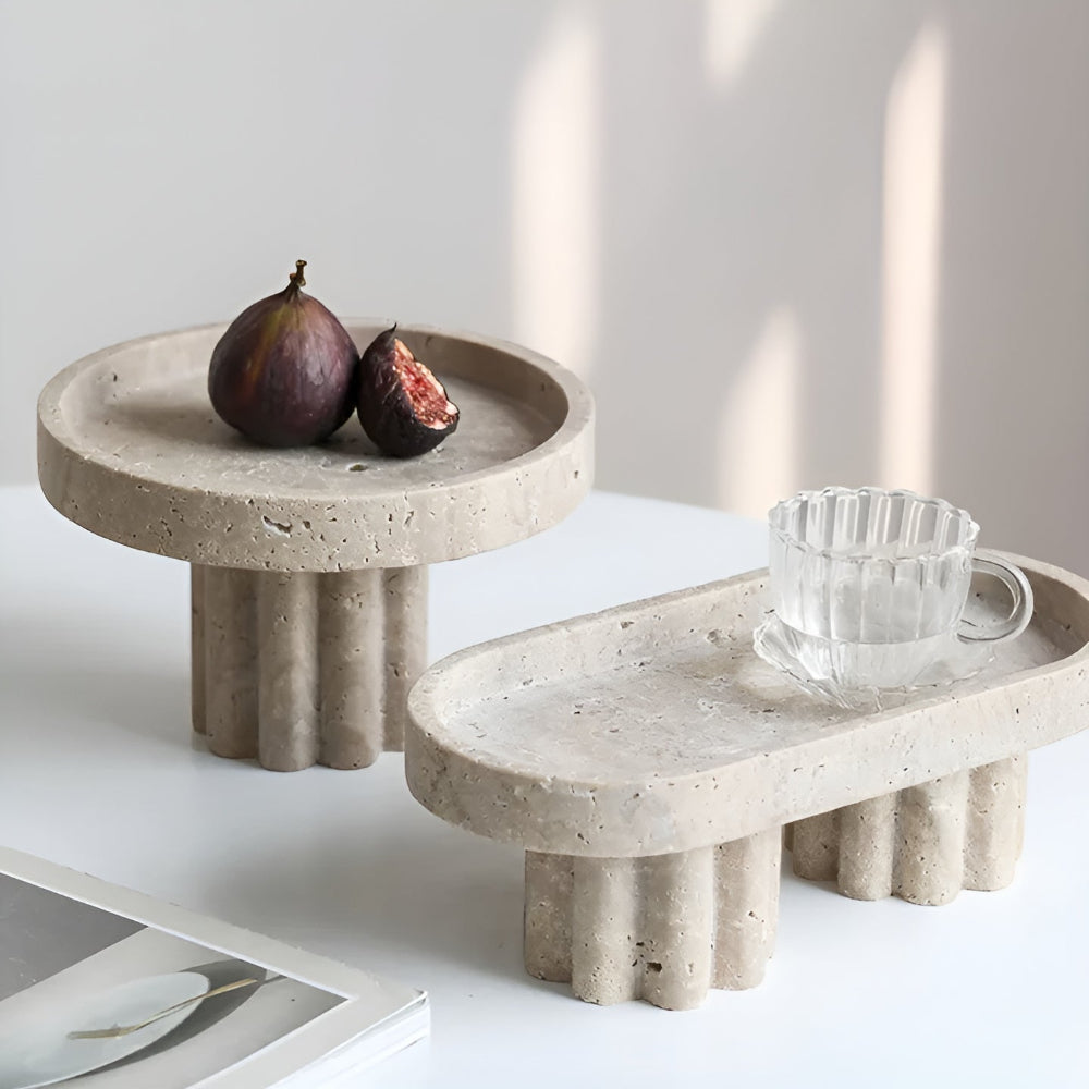 Pietra Natural Travertine Tray — size and scale reference