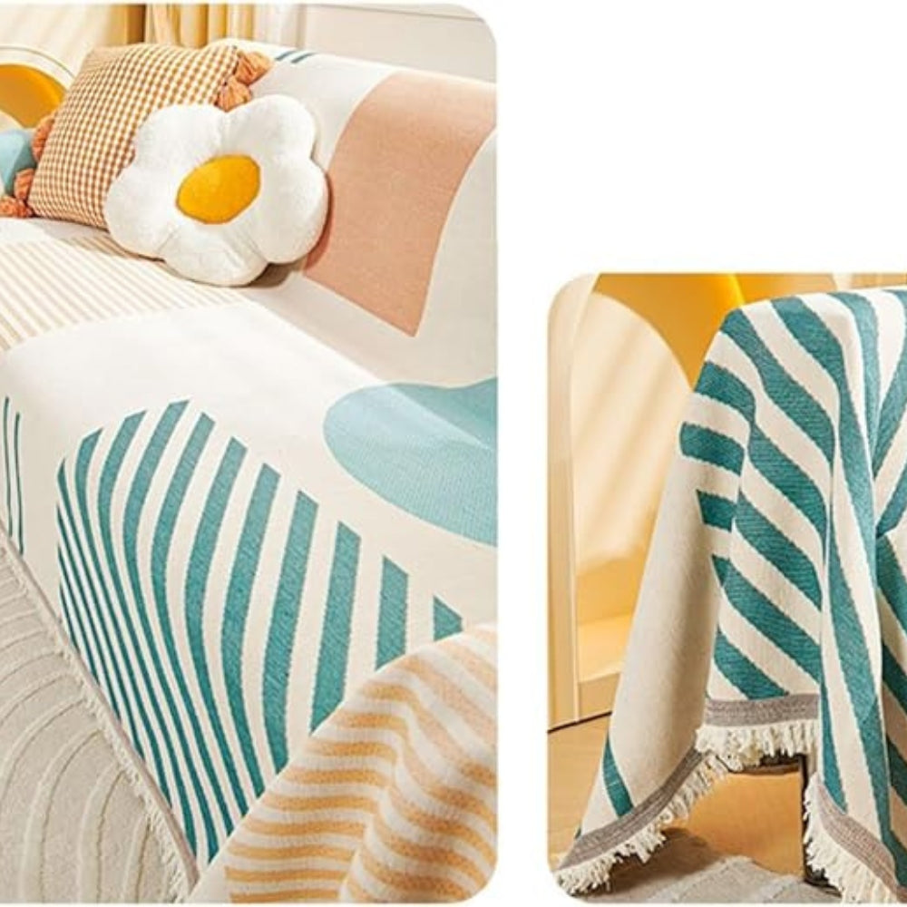 Meringue Chenille Geometry Sofa Cover — product detail view
