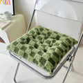 Fuzzy Checkered Fur Padded Cushion — product feature detail