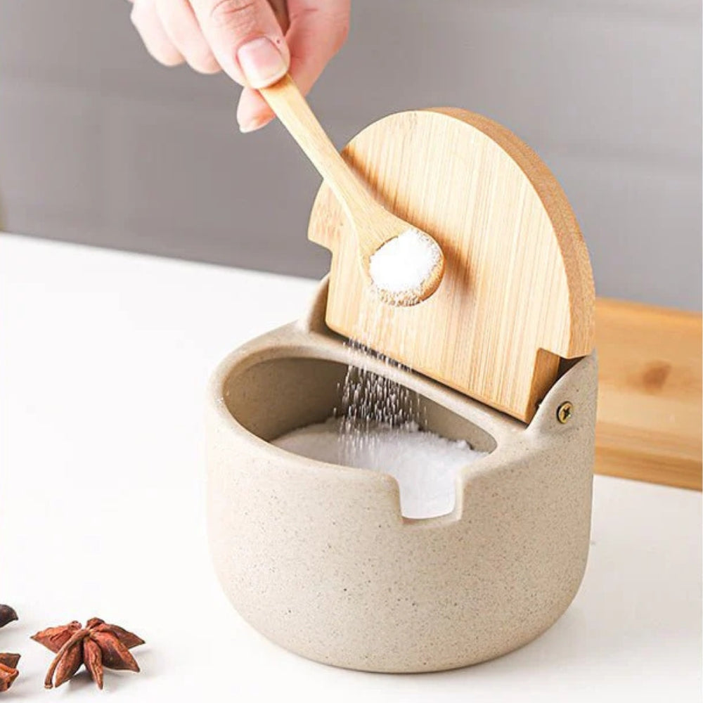 Ceramic Bamboo Spice Jar Set — alternate angle view