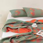 Ginkgo Orange Leaf Floral Pattern Coverlet — product in use