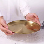 Lustrous Golden Stainless Steel Serving Plates — product close-up