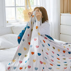Whimsical Hearts Reversible Cotton Blanket — lifestyle shot