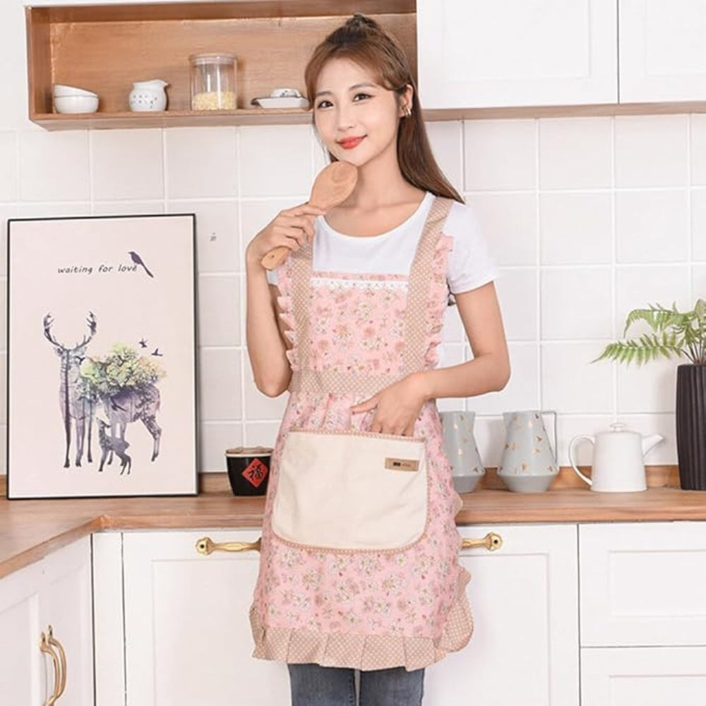 Sweet Flora Kitchen Apron — lifestyle shot
