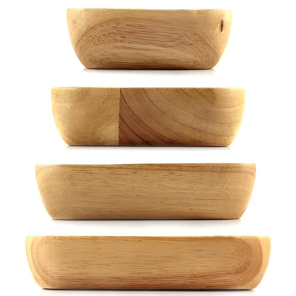 Natural Wood Square Bowl — alternate angle view