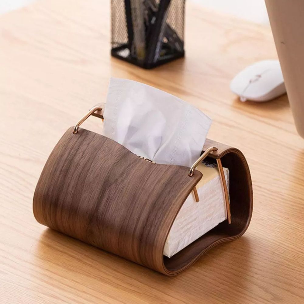 Wooden Brass Tissue Holder — product detail view
