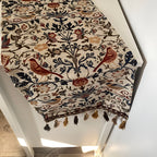Vintage Floral & Bird Jacquard Table Runner — size and scale reference