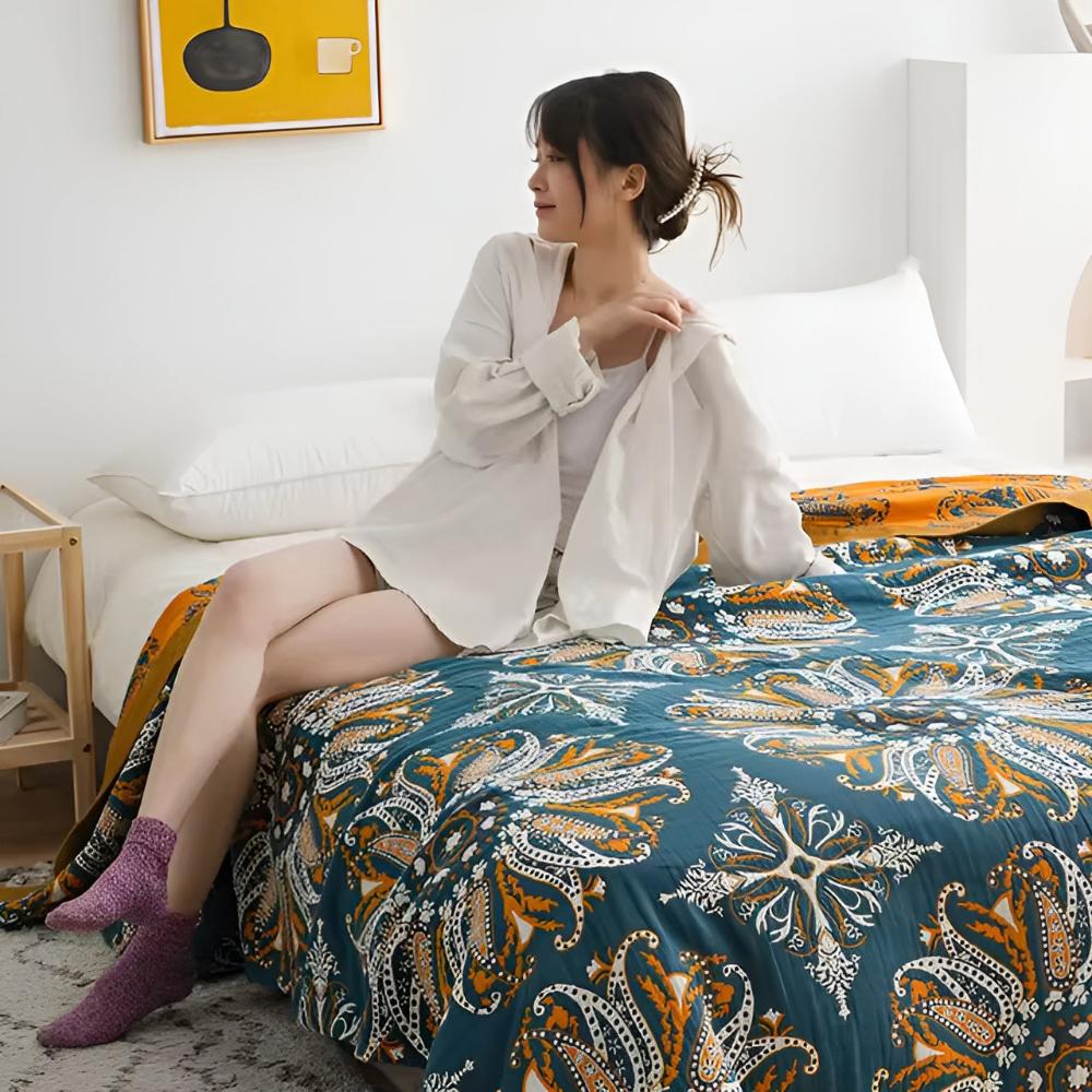 Boho Bloom Reversible Soft Quilt — alternate angle view