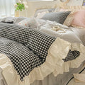 Gingham Check Ruffled Edges Bedding Set — size and scale reference