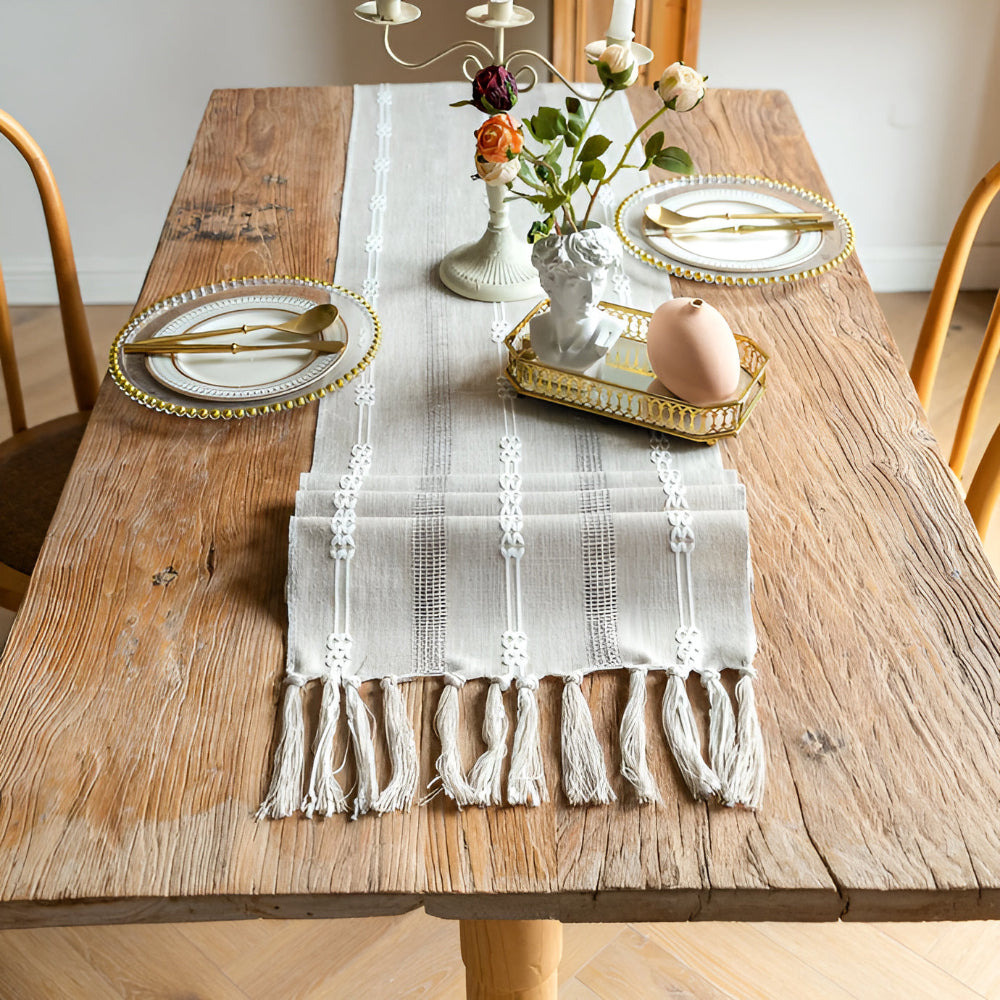 Tassel Whisper Table Runner — size and scale reference