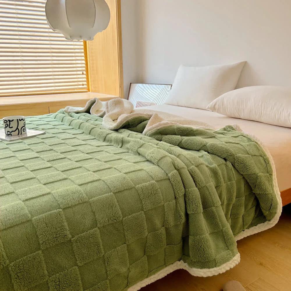 Plush Square Checkerboard Blanket — size and scale reference