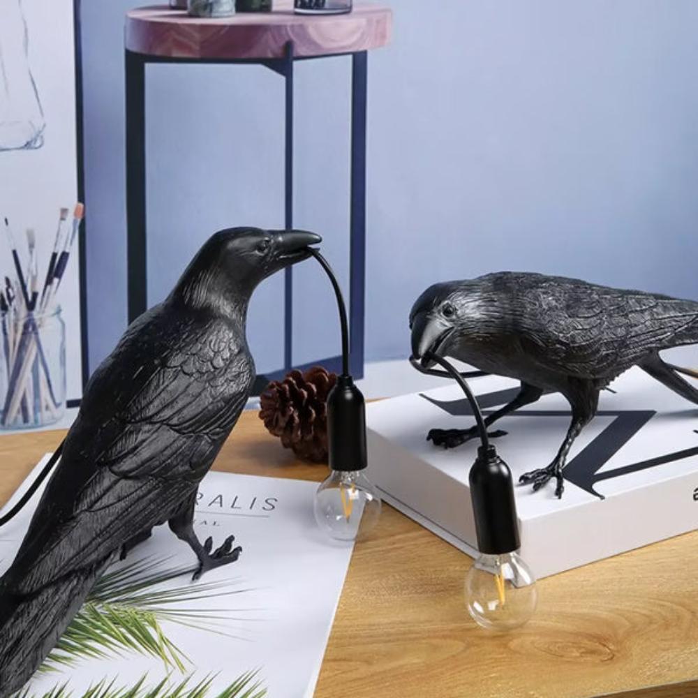 Gothic Halloween Crow Lamp — alternate angle view