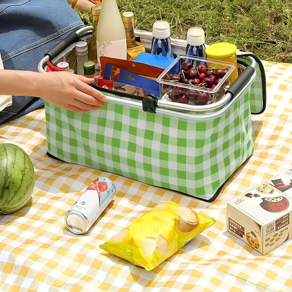 Foldable Checkered Picnic Basket — product detail view