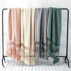 Snug Knit Woven Tassel Blanket — product close-up
