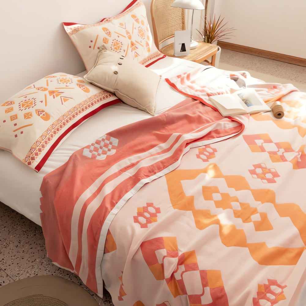 Chevron Design Four-Layer Cotton Blanket — additional view