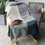 Floral Tassel Knit Bohemian Blanket — product in use
