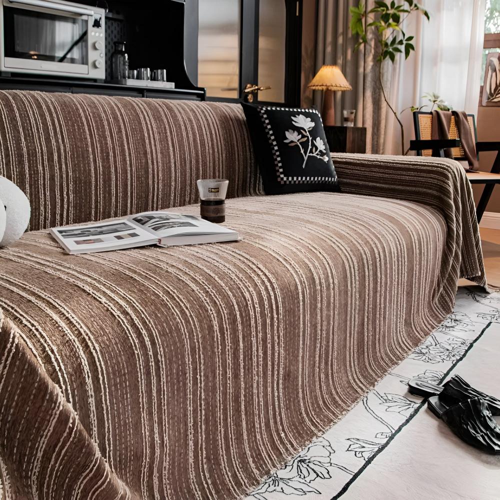 Regal Stripes Chenille Sofa Cover — product close-up