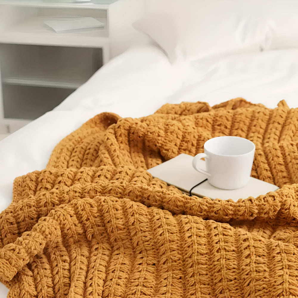 Vintage Chunky Knit Blanket — product in use