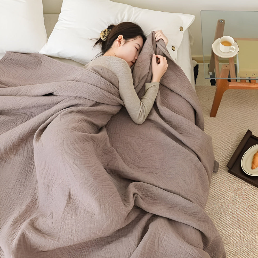 Soft Leaf Cotton Blanket — product feature detail