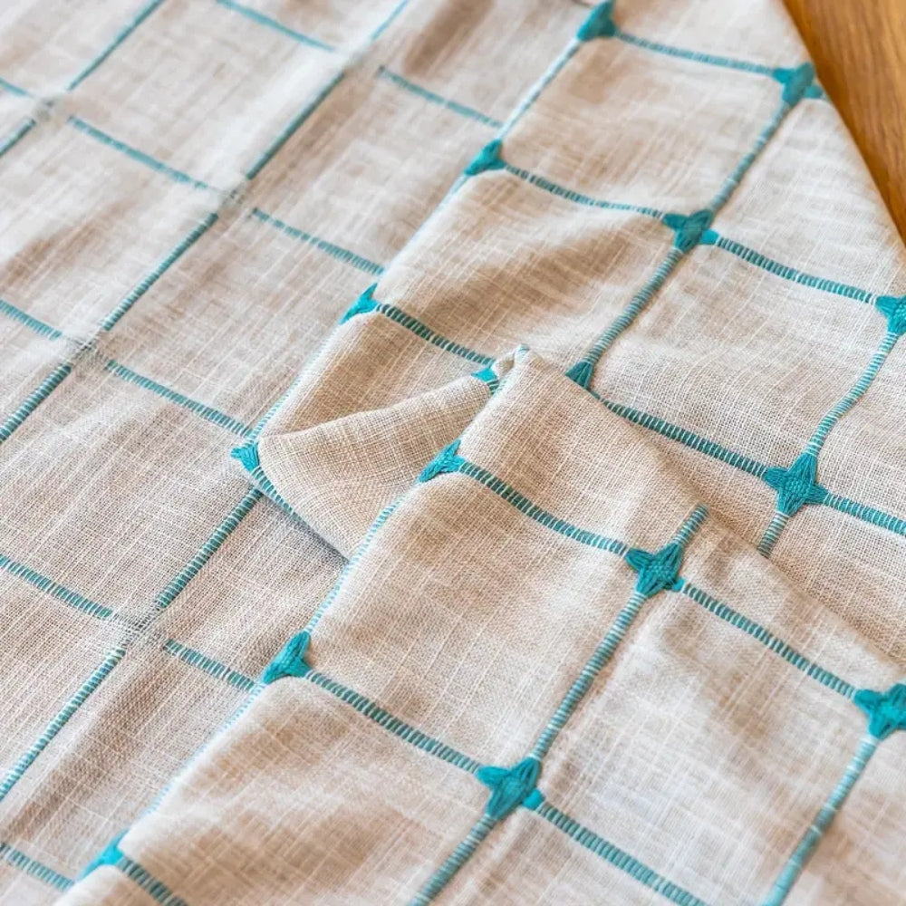Turquoise Lattice Boho Tassel Curtain — additional view