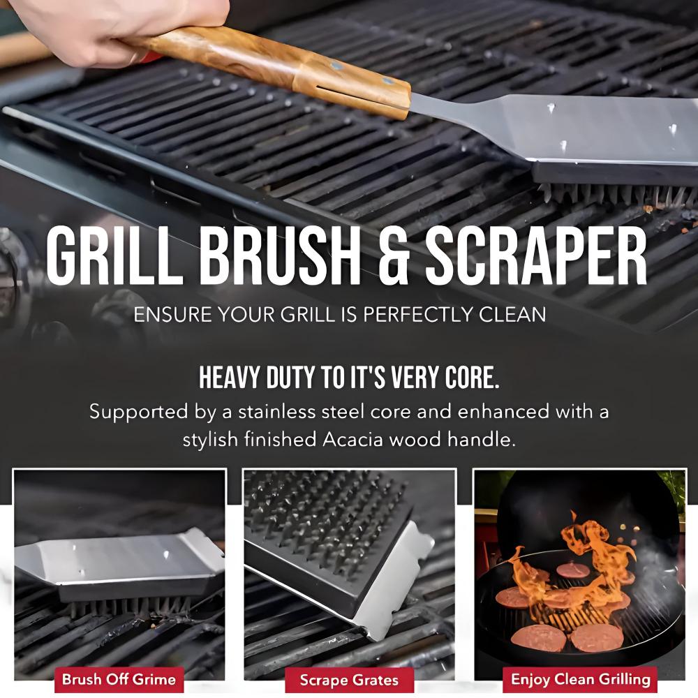 Stainless Grill Brush and Scraper — alternate angle view