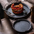 Retro Round Metal Dinner Serving Trays — alternate angle view
