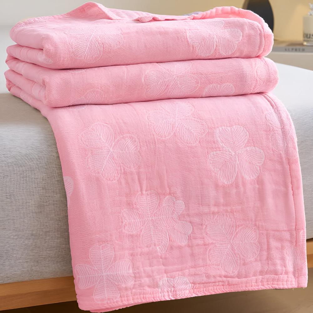 Four Clover Leaf Cotton Blanket — alternate angle view