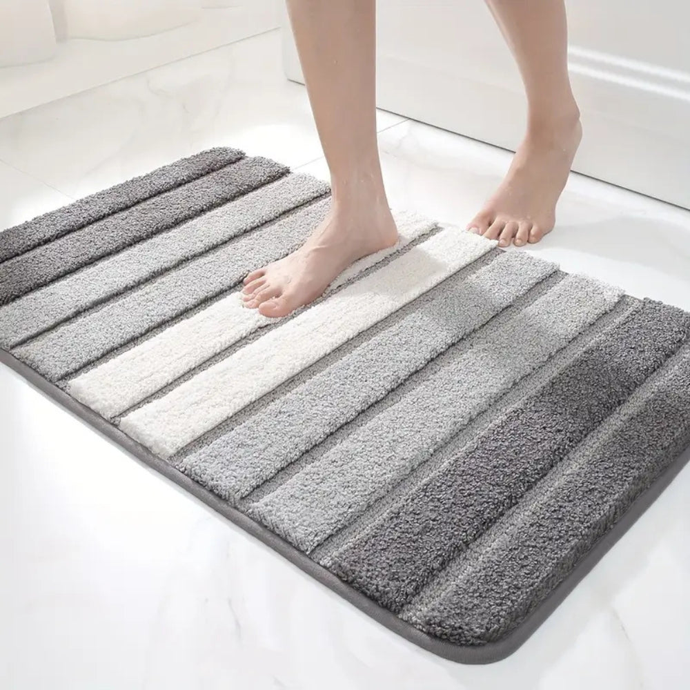 Lumiére Striped Absorbent Bath Mat — main product photo