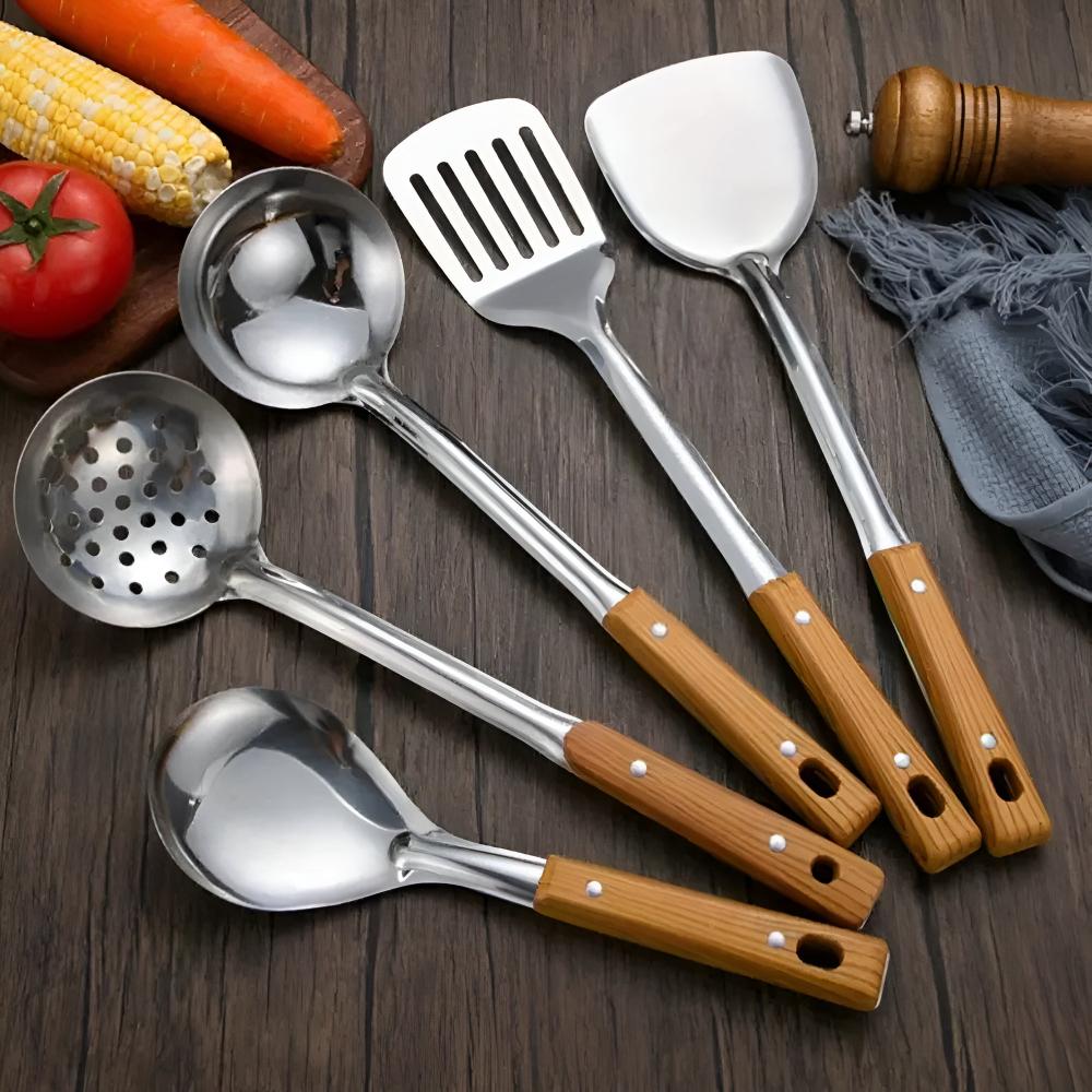 Classic Stainless Steel Kitchen Utensil Set (5 Sets) — product detail view