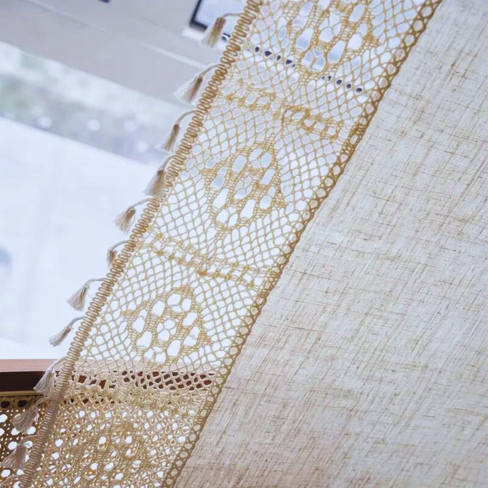Farmhouse Chic Linen Geometric Curtain — product feature detail