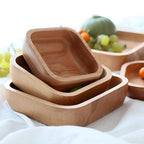 Natural Wood Square Bowl — material texture close-up