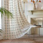 Turquoise Lattice Boho Tassel Curtain — size and scale reference