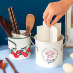 Floral Utensil Storage Basket with Divider Lid — product in use