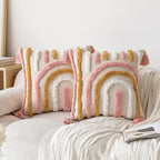 Tassel-Trimmed Boho Floral Cushions — product in use