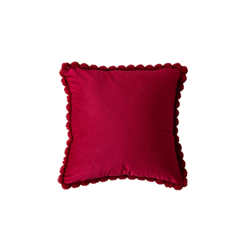 Velvet Pom-Pom Trim Cushion Cover — additional view