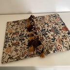 Vintage Floral & Bird Jacquard Table Runner — material texture close-up