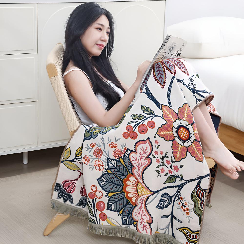 Reversible Garden Bloom Bath Towel — alternate angle view