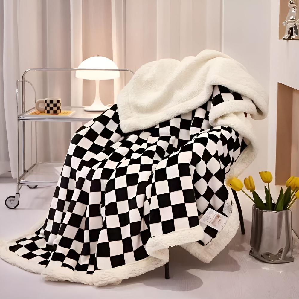 Chessboard Pattern Elegance Blanket — material texture close-up
