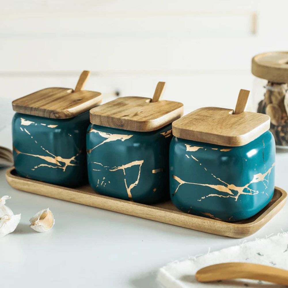 Royal Vein Porcelain Spice Jar Set — product feature detail