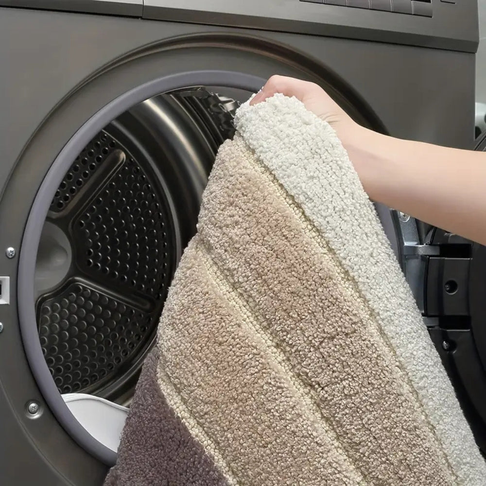 Lumiére Striped Absorbent Bath Mat — material texture close-up
