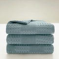 Blush Waffle Checkered Blanket — material texture close-up
