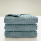 Blush Waffle Checkered Blanket — material texture close-up
