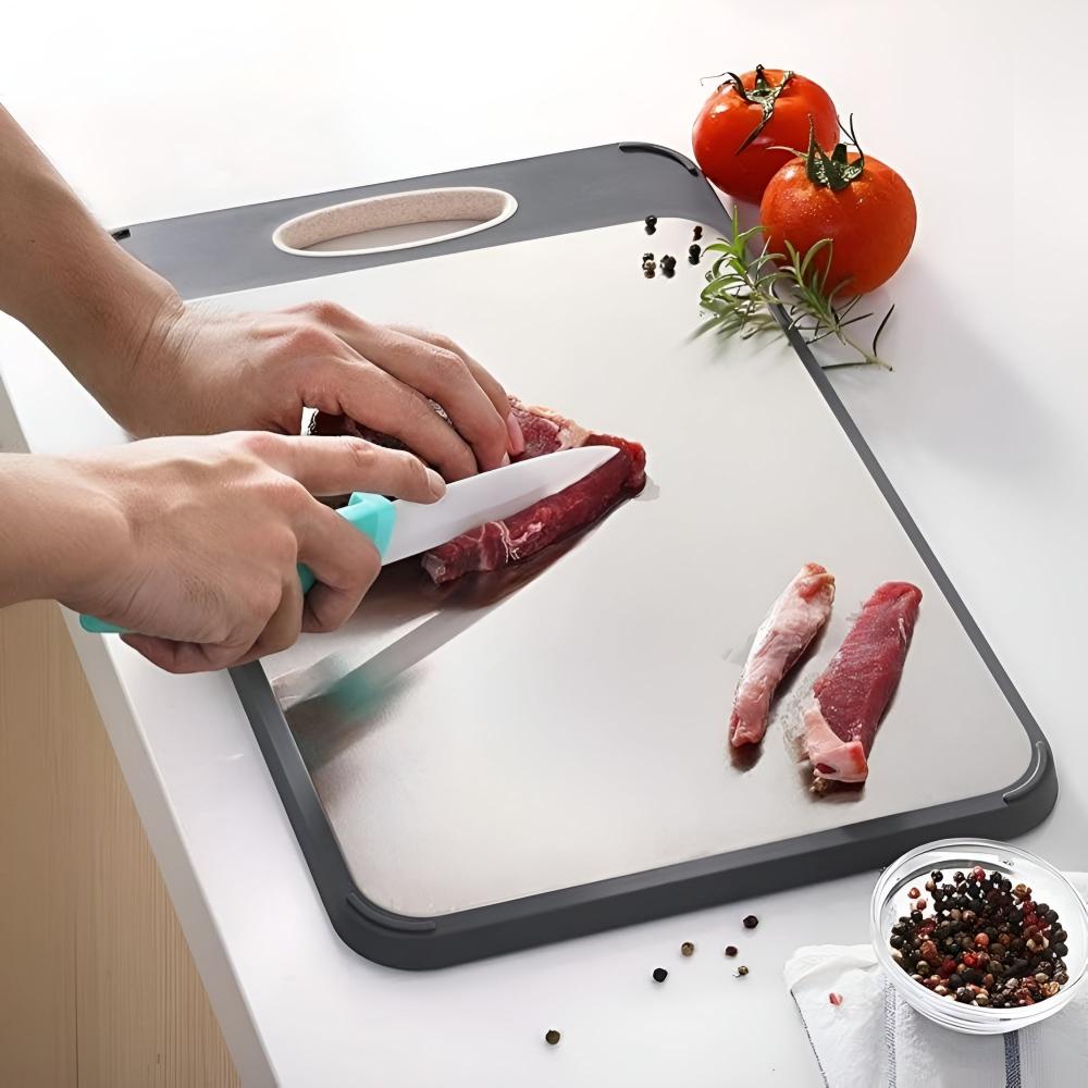 Reversible Stainless Steel Cutting Board — product feature detail