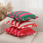 Retro Striped Ruffle Cushion Cover — lifestyle shot