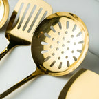 Golden Stainless Steel Utensil Set — material texture close-up