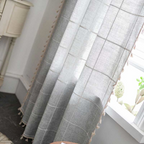 Tassel Plaid Curtain Semi Blackout Drapes — product in use