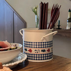 Floral Utensil Storage Basket with Divider Lid — size and scale reference